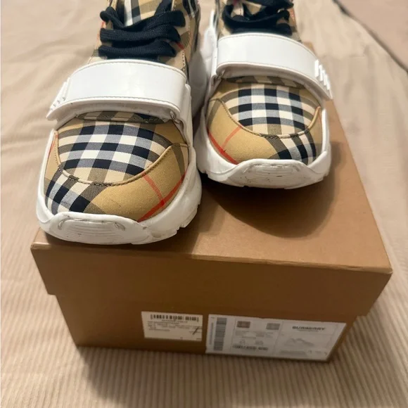 Burberry Vintage Regis Check and Leather Sneakers